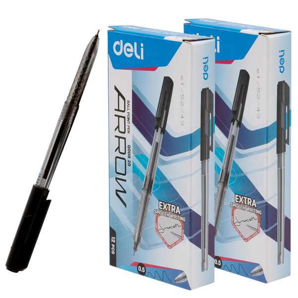 Deli 24 Pack Ballpoint Pen Blue Ink Rollerball Fine 0.5 mm Smooth Writing