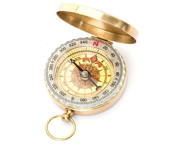Camping Survival Compass Metal Pocket Copper Clamshell Compass Waterproof