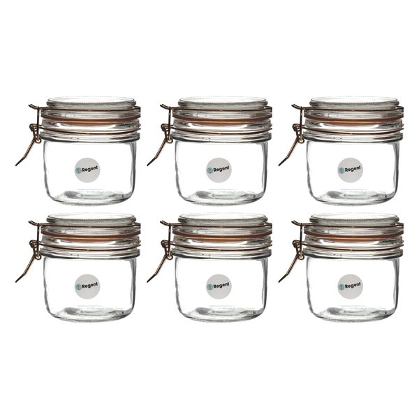 Regent 200ml Glass Round Hermetic Jars With Rose Gold Clip 6 Pack