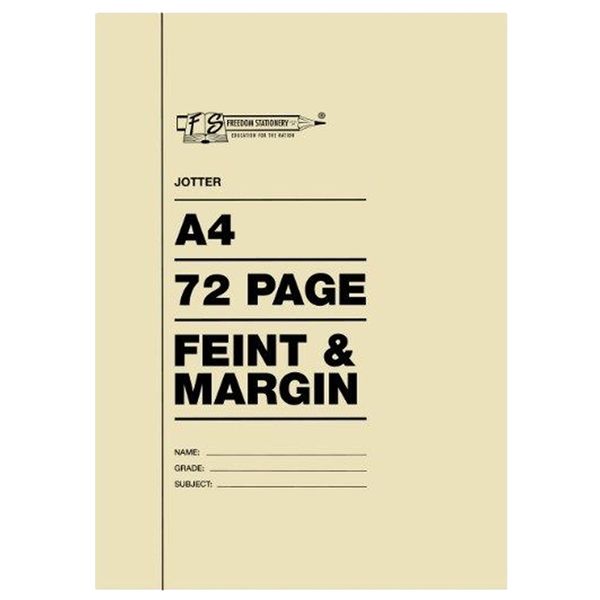 A4 Softcover Exercise Book, 72 page, Feint &amp; Margin (Pack of 50)