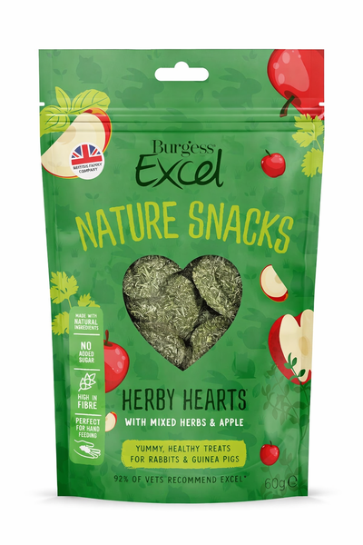 Burgess Excel Nature Snacks Herby Hearts 60 g