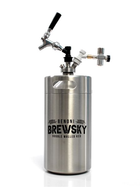 Benoni Brewsky Mini Beer Keg (Double Walled) with Tap - 5L
