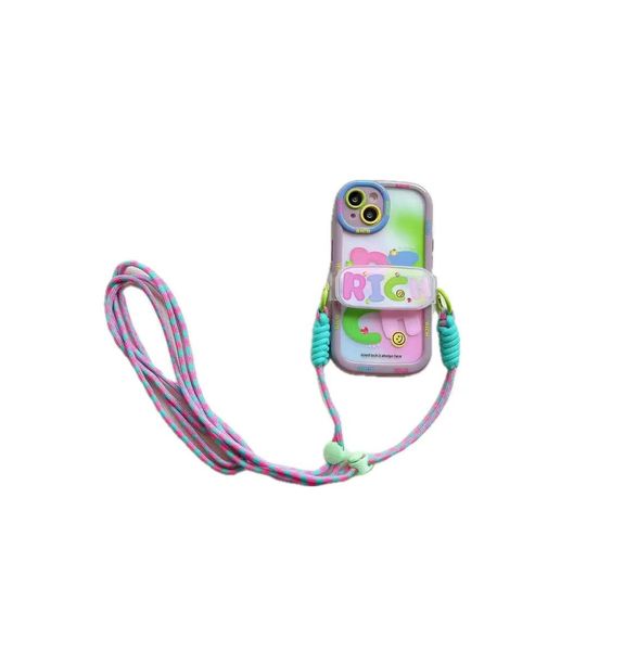 Colorful Phone case with crossbody strap compatible with iPhone13/14/15Pro