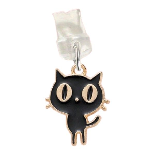 Big Eyed Cat Shaped Dust Plug Compatible With IPH Devices - Black