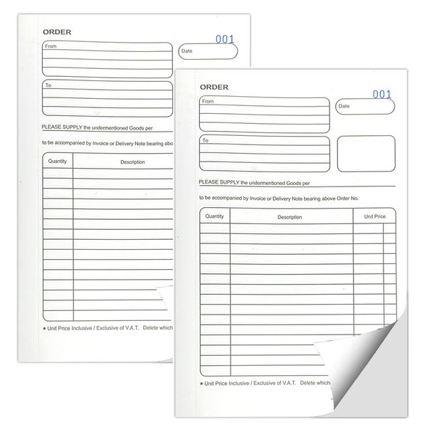 A5 Size Set of 2 - Carbonless Paper Duplicate Order Book 100Sets