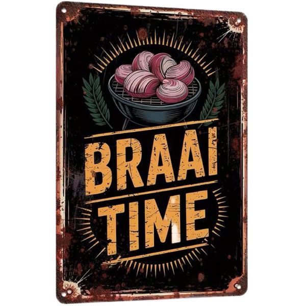 Decor South African Braai Time Vintage Metal Sign Rustic Wall Art 30x20 cm