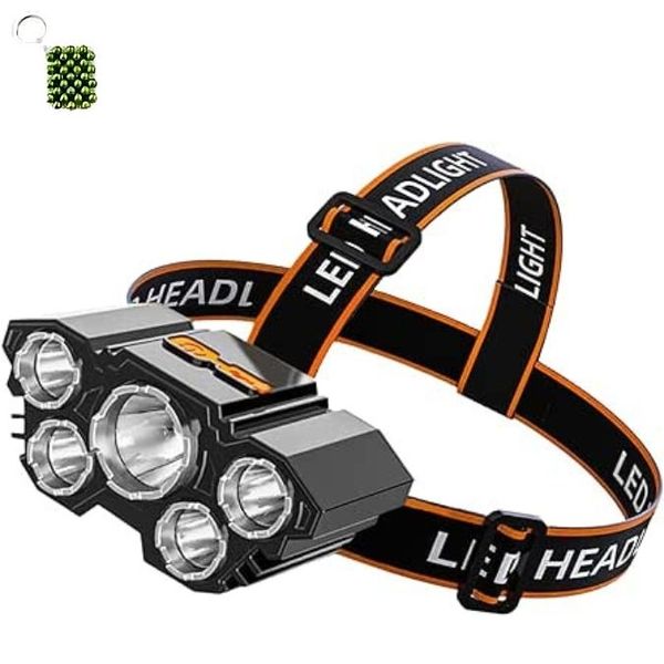 Rechargeable 5-LED High Lumen Headlight And A Keyholder