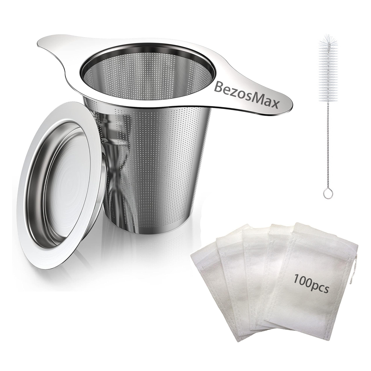 BezosMax Comes With 100 Empty Tea Bags And Stainless Steel Filter Tea Sets