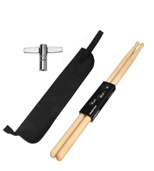 Play Beat 7A Drum Sticks - Wood Tip Set with Bag &amp; Key