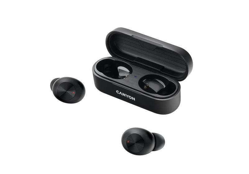 Canyon True Wireless Earbuds with charging case - Earpads included - Black