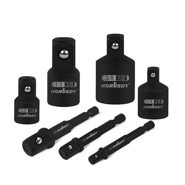 HORUSDY 7Pcs Impact Power Drill Socket-Adapter Set - Hex-Shank
