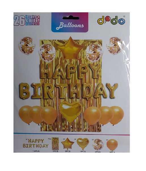 Happy Birthday Foil Balloons - Gold
