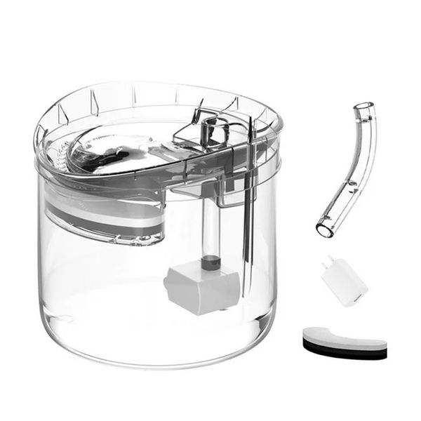 Synergy360 Automatic Plastic Cat Drinking Fountain - Transparent Water Bowl