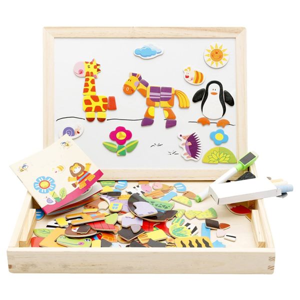 Wooden Box Educational Toy Magnetic Art, Animals, Drawing, Creating