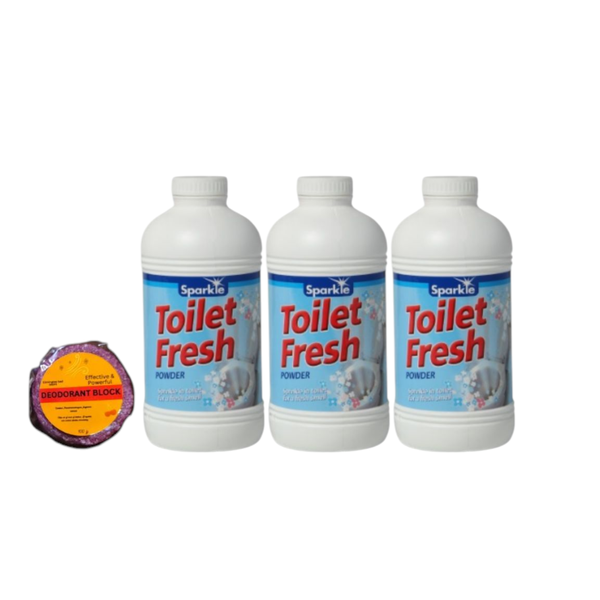 SparkleToilet Fresh Powder Pack of 3 &amp; Deo Block