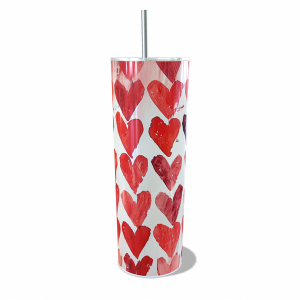 Red Hearts 0.6 L Leak Proof Travel Tumbler