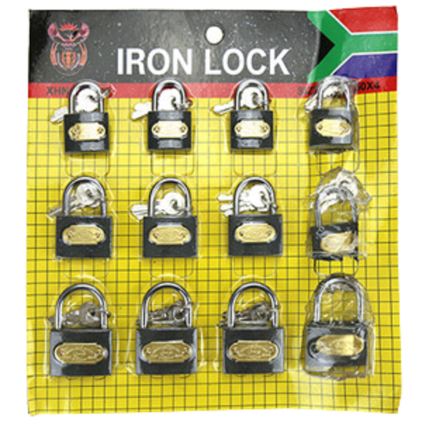 Padlock Steel Iron Lock Set of 12 Pieces