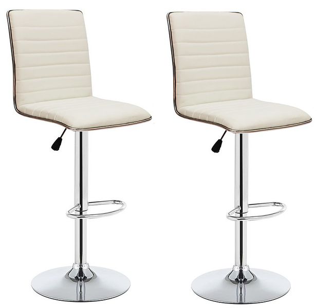 Bar Stools / Kitchen Counter Chairs - Set of 2 – White Colour