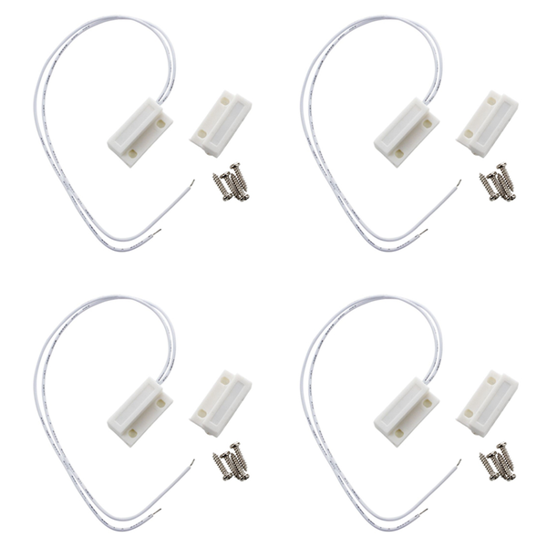 4X White Door Window Contacts Magnetic Reed Switch Sensor