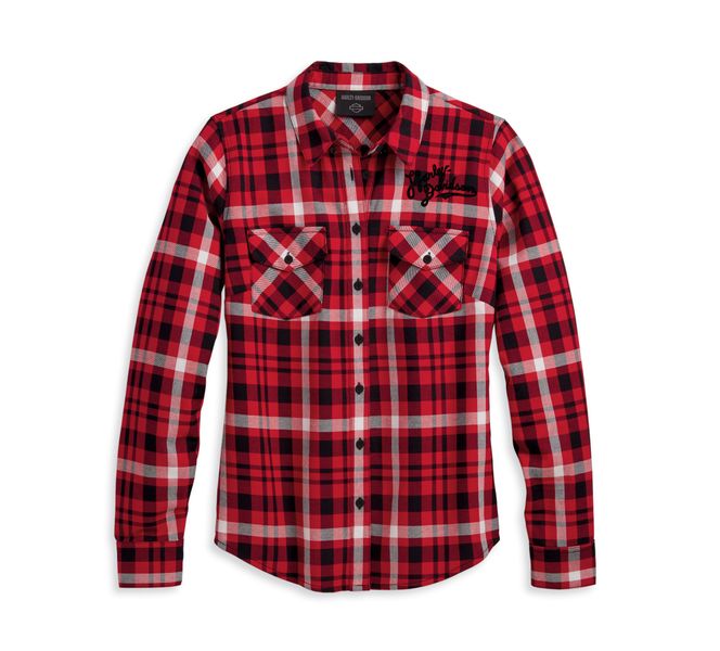 Harley Davidson Women's Retro Script Font Flannel Shirt