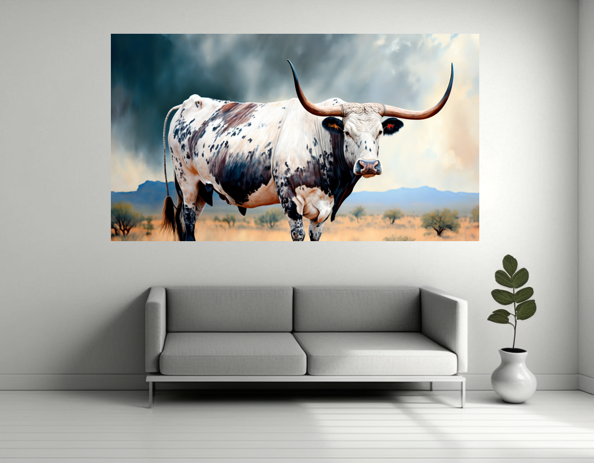 Canvas Wall Art - Nguni Bull Fancy Artwork B1466