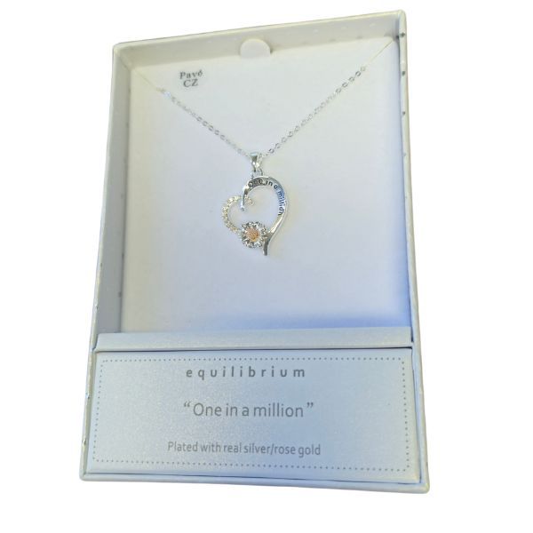 Equilibrium Silver Plated Heart Pendant Necklace One in a Million