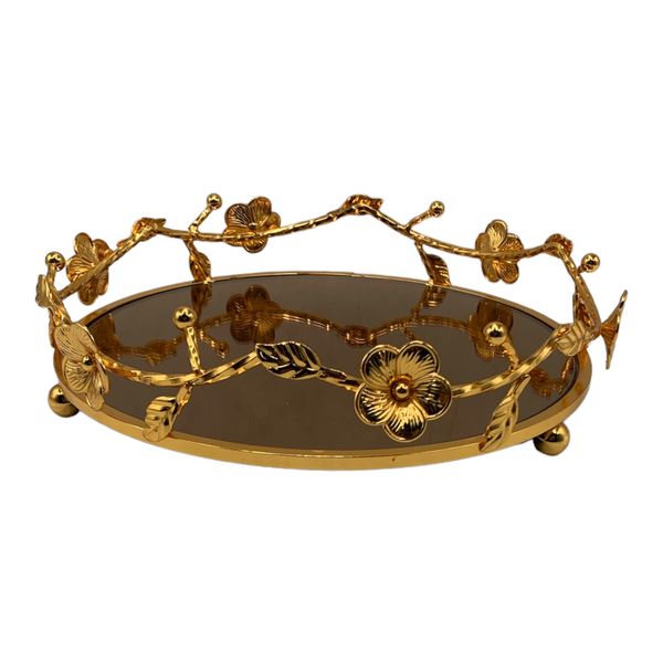 Tray 26x6.5cm Gold With Bronze Mirror