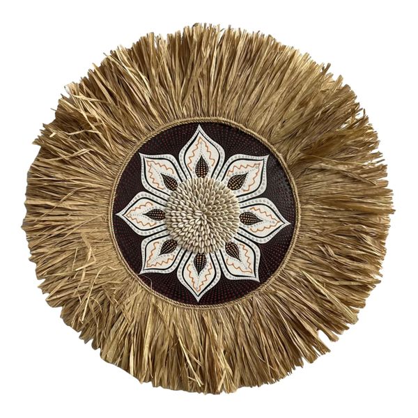 Beaded Wall Decoration - Handcrafted Natural Fiber Art Piece | 70cm