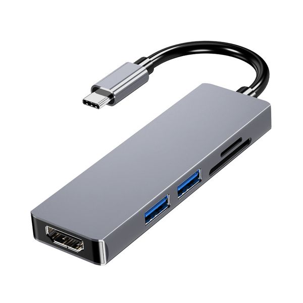 Type C Hub Docking Station to HDMI- 5-in-1 Type C - USB C to HDMI -Gray
