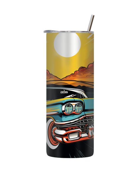 Sunrise 20 Oz Tumbler with Lid Straw Trendy Old Vintage Car Graphic Gift211