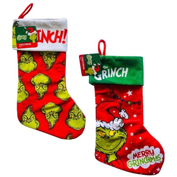 Dr Seuss: The Grinch Christmas Fleece Stocking (Set of 2)