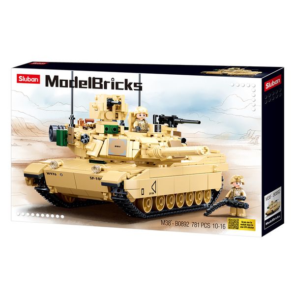 Sluban Building Set: Abrams Main Battle Tank Model Bricks M1A2 - 781 Pieces