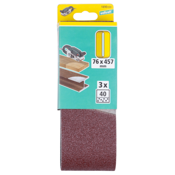 Wolfcraft 9 Pack Sanding Belts 76X457mm