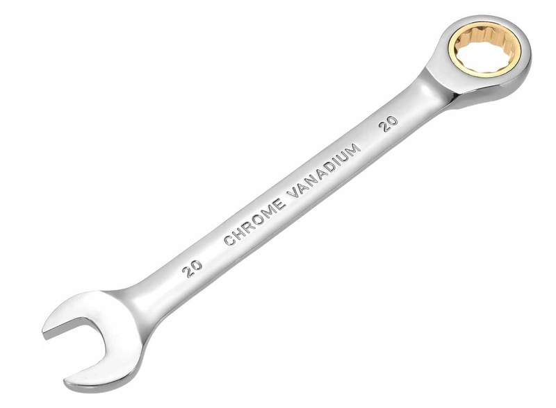 Ratcheting Combination Wrench 20mm Metric 12 Point CR-V Steel Chromed