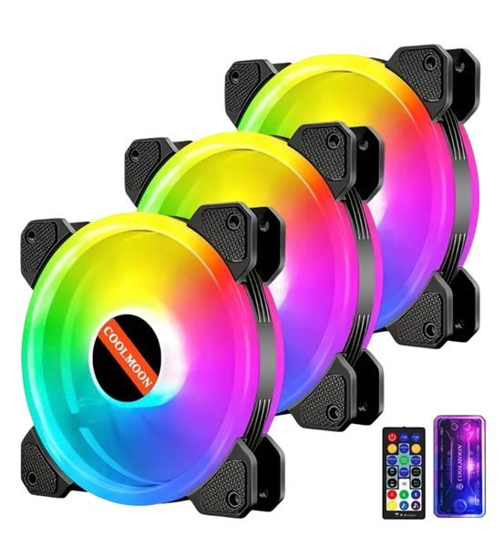 Coolmoon TriGlow 120mm RGB Fan Set - Quiet Cooling with Remote