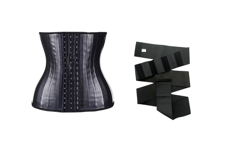 25 Steel Bone Latex Waist Trainer And 3m Waist Bandage Wrap
