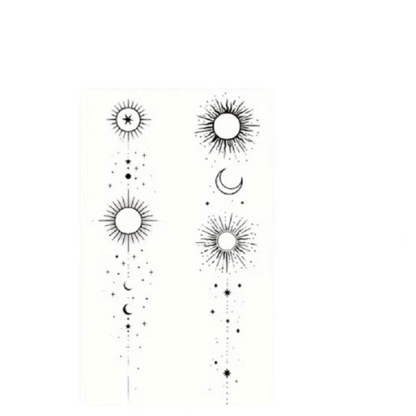 Boho Bohemian Minimalist Sun &amp; Moon Temporary Tattoo