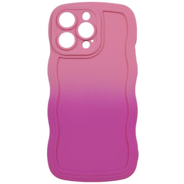 Minimalistic Ombre Wavy Edged Phone Case For iPhone 15 Pro Max - Pink/Blue