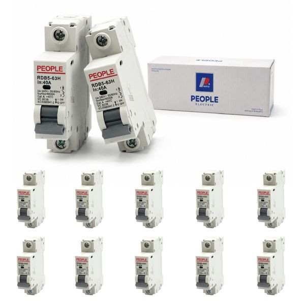 People RDB5-63H C40-1P 40A Single Pole Circuit Breakers - 12 Pack