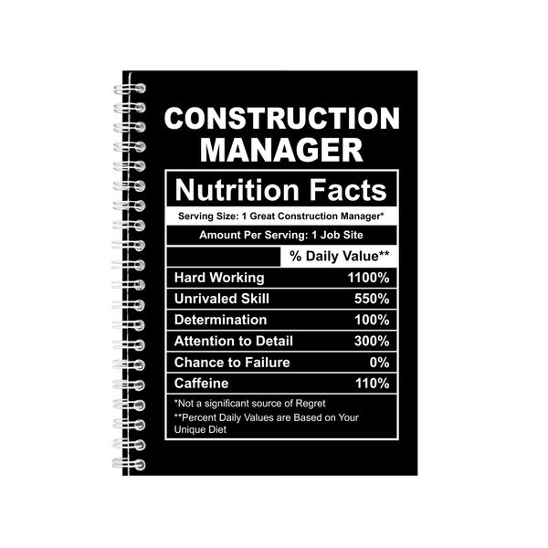 Construction Manager Wire Bound Notebook Gift Bulding Writing Book Notepad