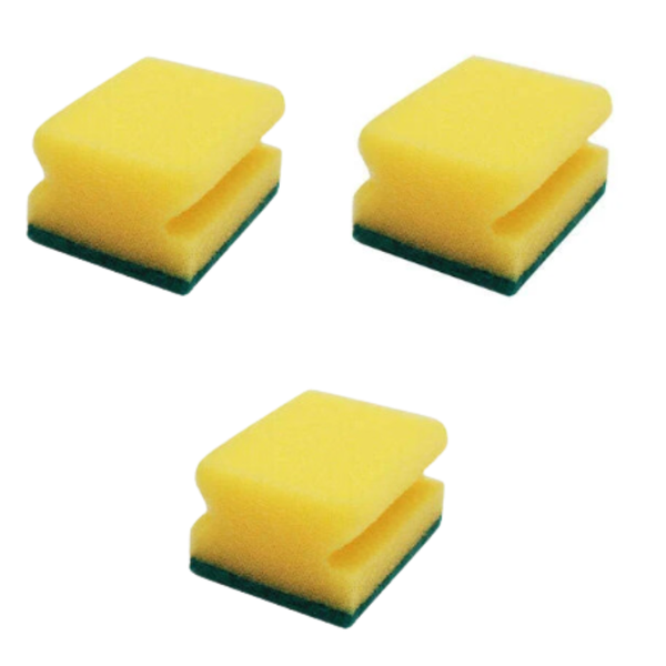 3 Pack Yellow, Green Scouring Sponges
