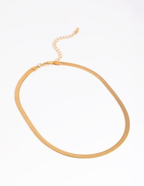Gold Plated Stainless Steel Herringbone Necklace