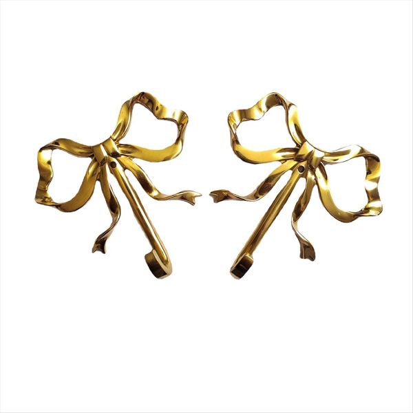 2 Pcs Bow Hook Towel Robe Hook Brass Wall Hook Wall Hanging L