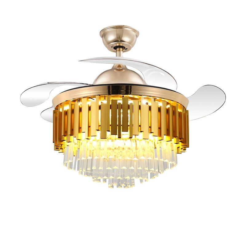 JNCModern Retractable Crystal Ceiling Fan Gold Buy Online in South