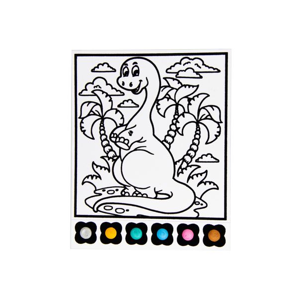 Toy Color - Velvet Art Watercolor Kit - 6 Pearly Colors &amp; Brush - Dinosaur