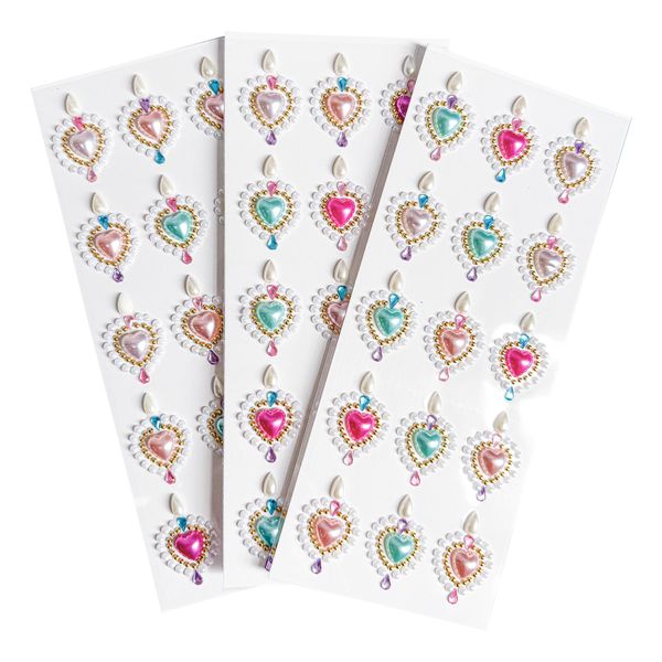 3 Sheets Colorful Rhinestone,3D Makeup Eyebrows Face Stickers
