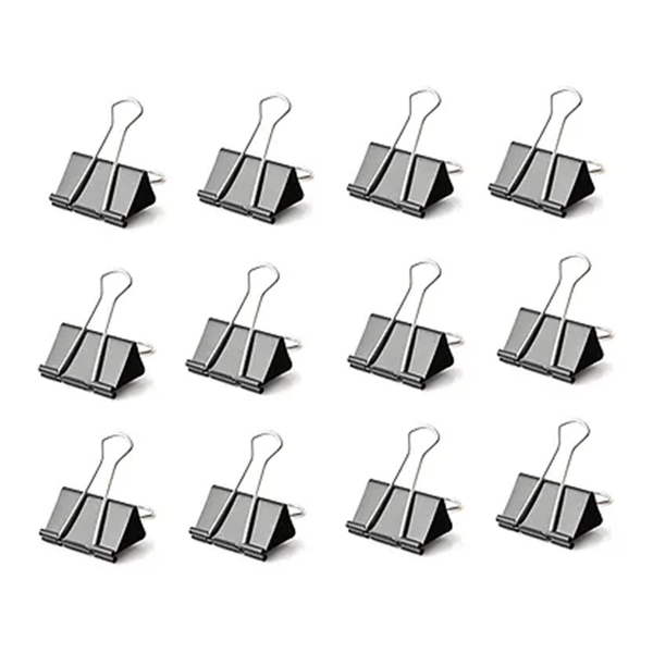 12PCS Stainless Steel Binder Paper Clip - Black