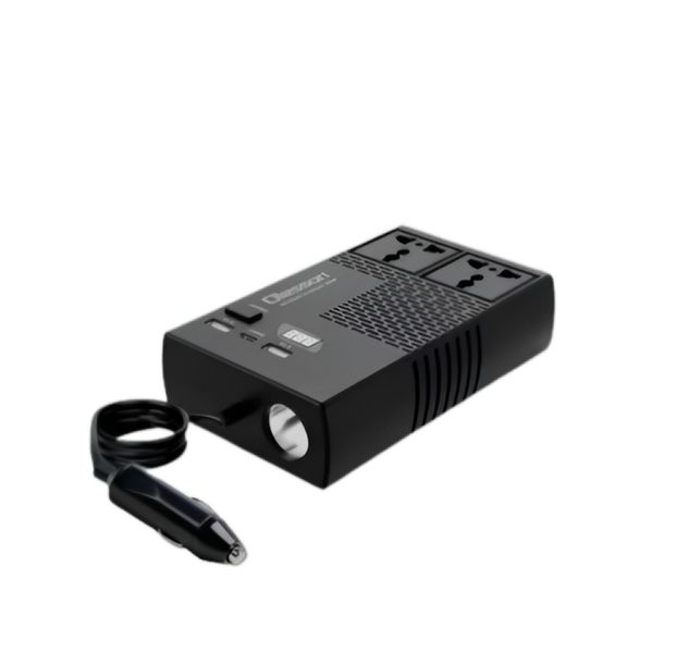 200W Dc 12v To Ac 220v 200 Watt Car Power Inverter With 2 usb &amp; Type-c-Blk