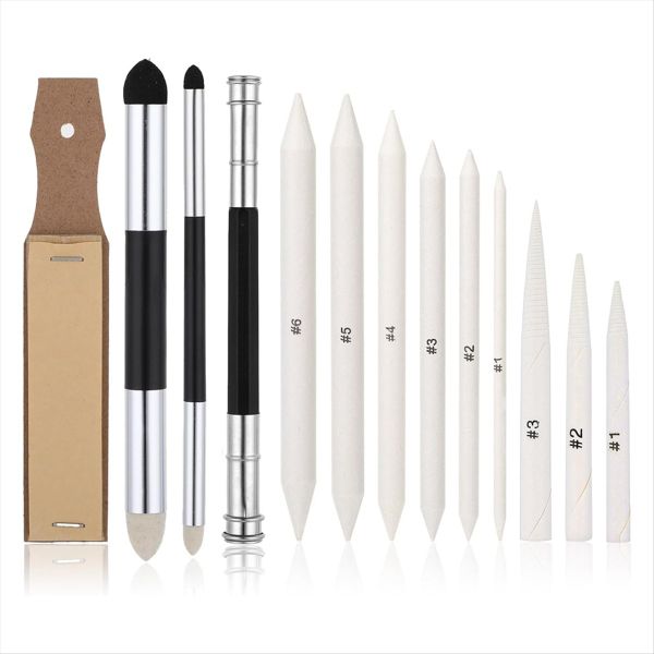 13 Pcs Blending Stump Art Blenders with Blending Sponge Pens