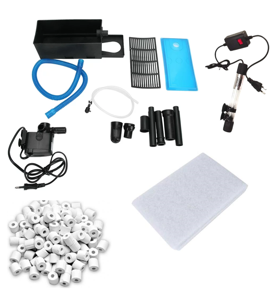 Total Aquarium Clarity Kit SOBO Top Filter, UV Sterilizer Sponge Filter 10W
